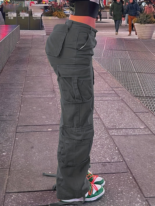 Women’s Retro Y2K Cargo Pants – High-Waisted Wide-Leg Streetwear