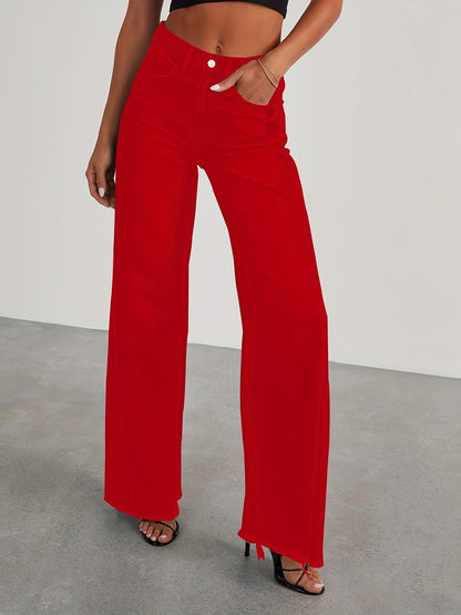 Women’s High-Waist Wide-Leg Jeans – Casual Stretch Baggy Denim