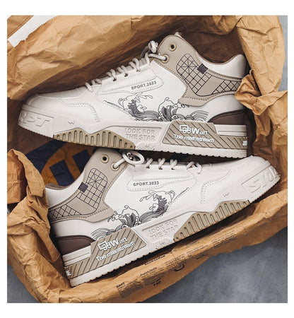 Loom & Soul™ Men’s Casual High-Top Board Shoes – Easy-Wear Lace-Up Sneakers with Mesh Lining & Rubber Sole