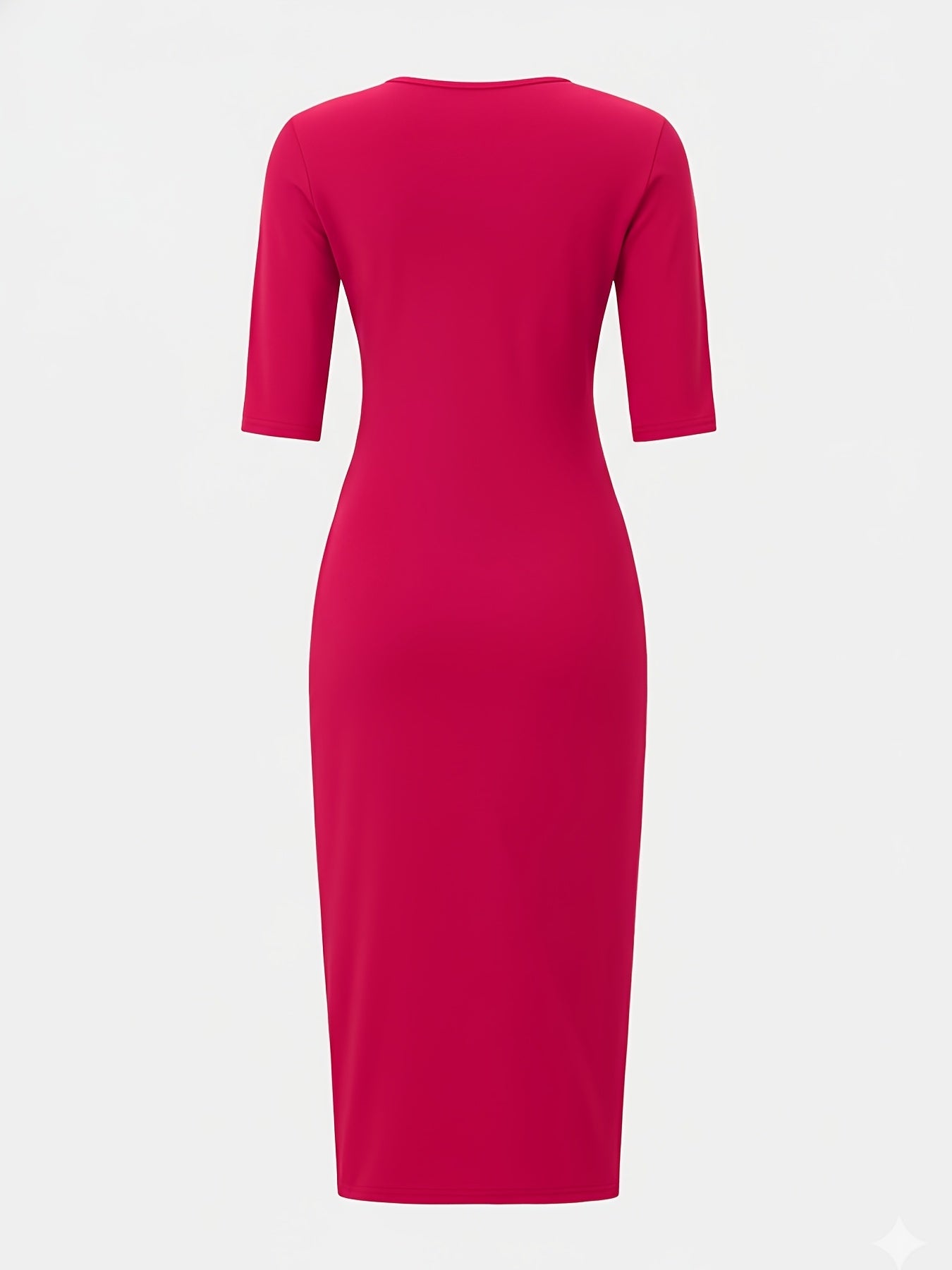 Boat Neck Bodycon Midi Dress – Elegant Slim Fit Short Sleeve Dress
