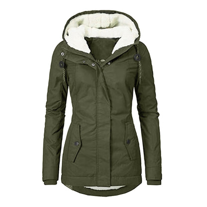 Loom & Soul™ Cozy Fleece Hooded Jacket – Women’s Warm Zip-Up Winter Coat with Pockets & Faux Fur Lining