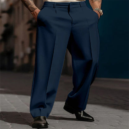 Men’s Straight Fit Suit Pants – Breathable Casual Formal Trousers