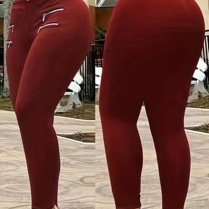 Women’s High-Waist Zipper Slim-Fit Pants – Stretch Dress Pants