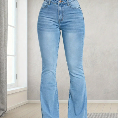 Jean évasé sculptant élégant – Denim taille haute coupe slim