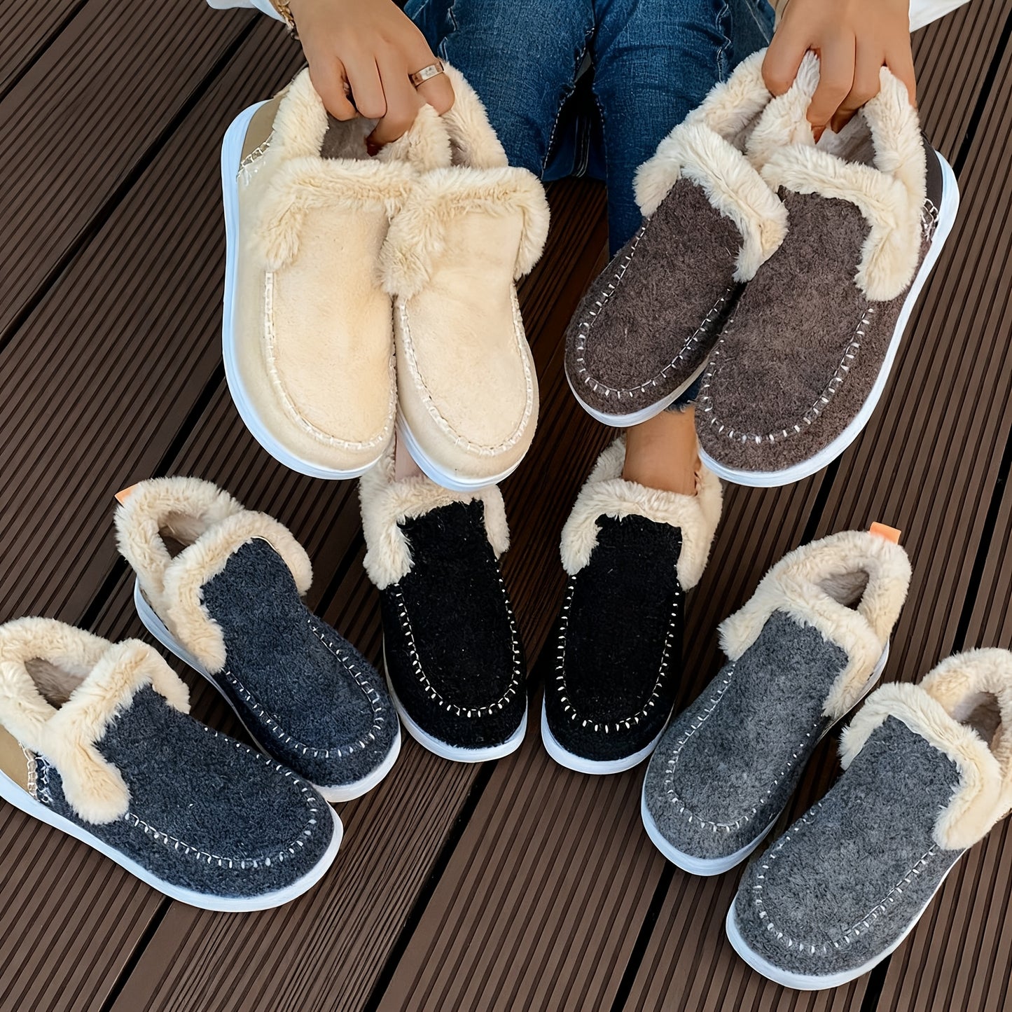 Women’s Fleece Ankle Boots – Slip-On Warm Winter Comfort