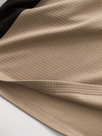 Men’s Waffle Henley Shirt – White & Black All-Season Button Top