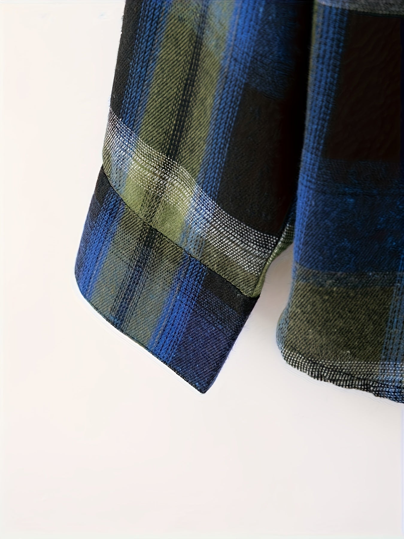 Chemise à carreaux verte et bleue pour homme – Chemise décontractée boutonnée à carreaux