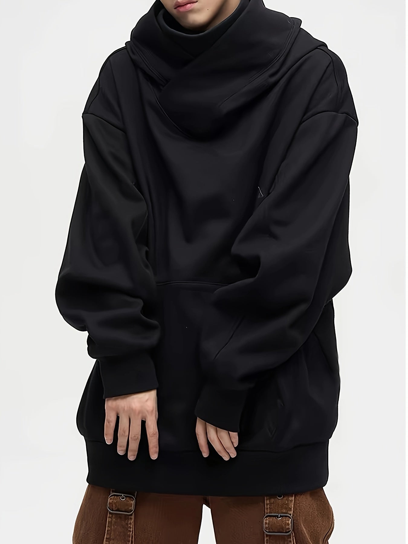 Men’s Oversized Plush Hoodie – High Street Ninja Style Pullover