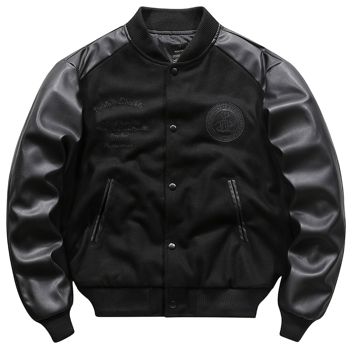 Men’s Retro Embroidered Baseball Jacket – Thick Wool Blend Street Coat