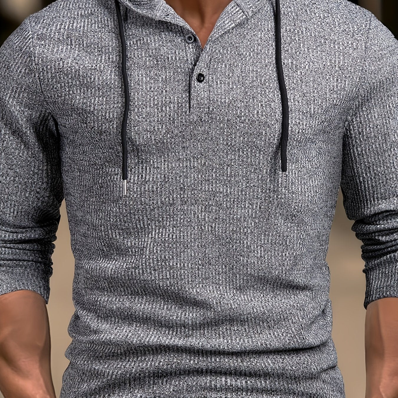Men’s Ribbed Henley Shirt – Long Sleeve Soft Knit Fall Top