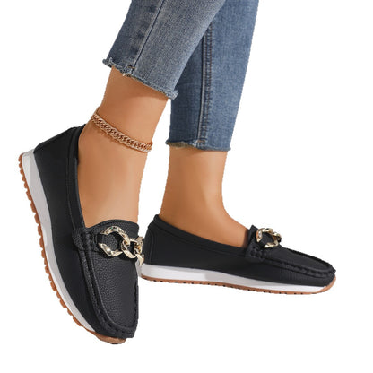 Women’s Chain Loafers – Suede Slip-On Comfort Flats