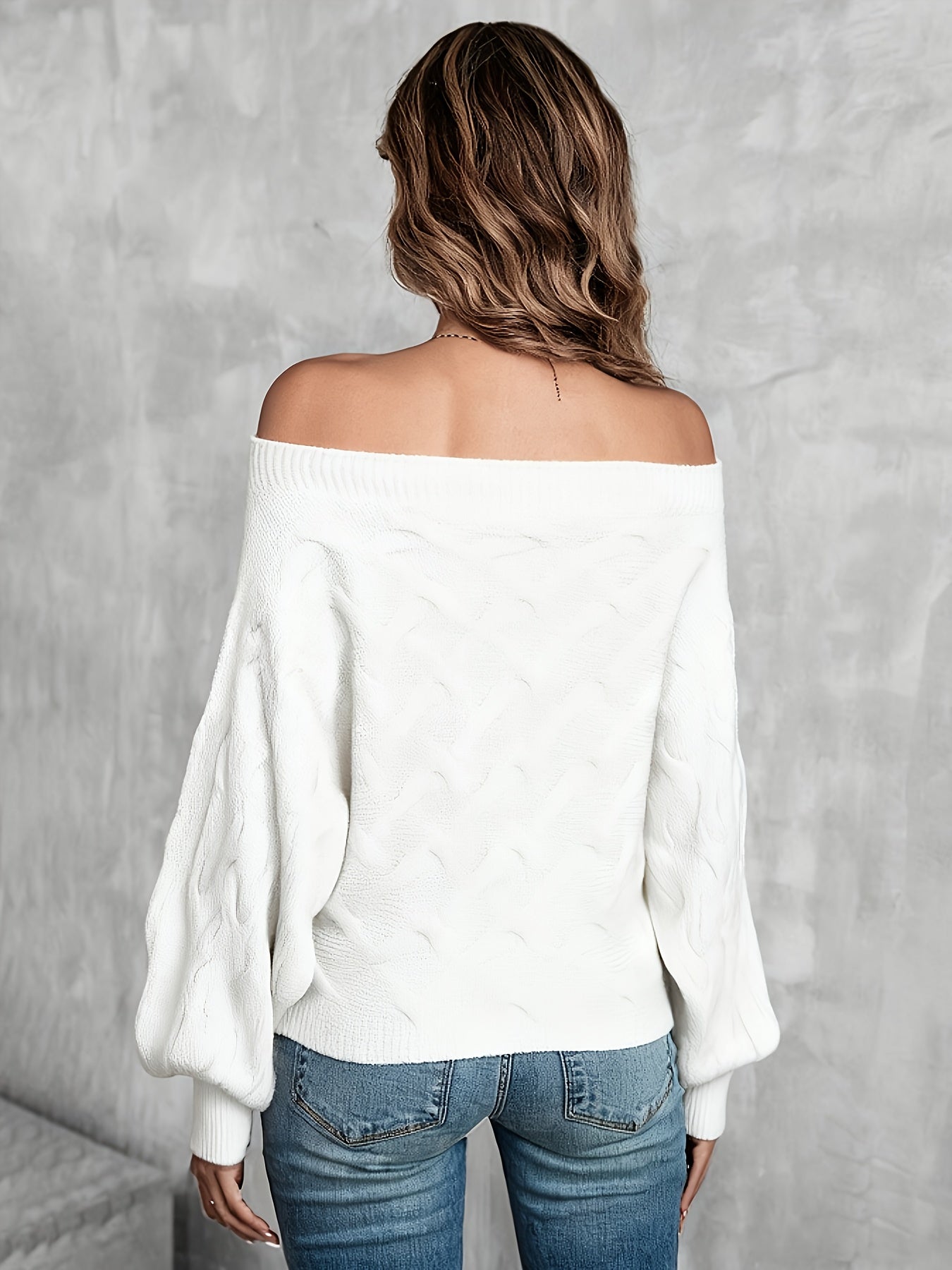 Women’s Off-Shoulder Batwing Sweater – Relaxed All-Season Knit