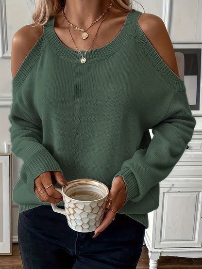 Women’s Elegant Crew Neck Pullover – Soft Knit Fall/Winter Sweater