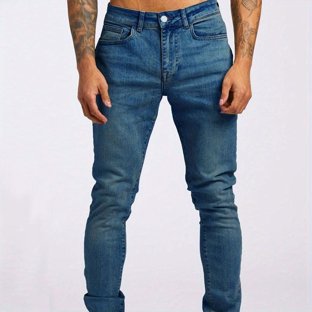 Men’s Gray Slim-Fit Stretch Jeans – Breathable, Modern All-Season Denim