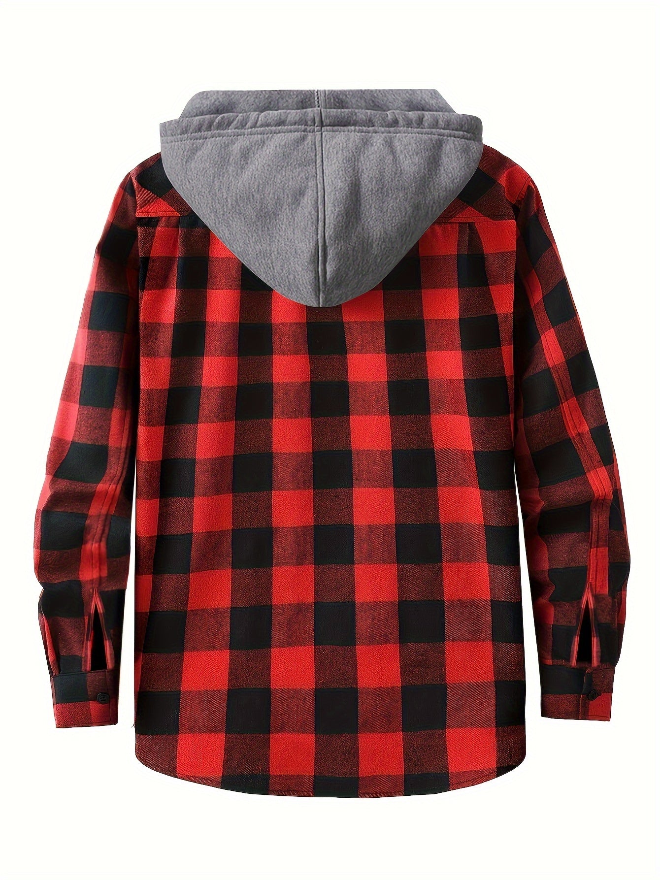 2-Piece Men’s Plaid Hooded Shirts – Button-Up Sweater Jacket Set