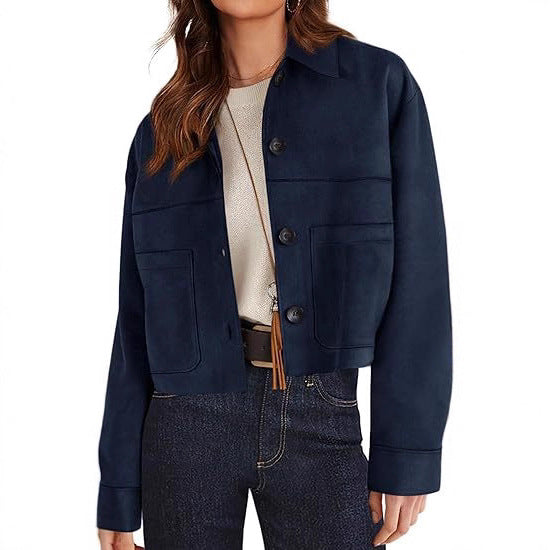 Chaqueta Corta de Ante Sintético para Mujer – Estilo Ligero para el Viaje Diario