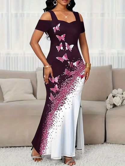 Robe de soirée sirène épaules dénudées – Élégante robe longue fendue pour femme