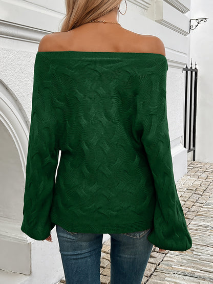 Women’s Off-Shoulder Batwing Sweater – Relaxed All-Season Knit