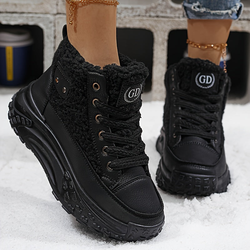 Women’s Plush Lined Snow Boots – Non-Slip Winter Shoes with PVC Sole
