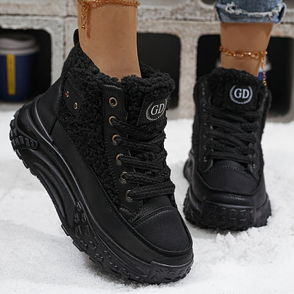 Women’s Plush Lined Snow Boots – Non-Slip Winter Shoes with PVC Sole