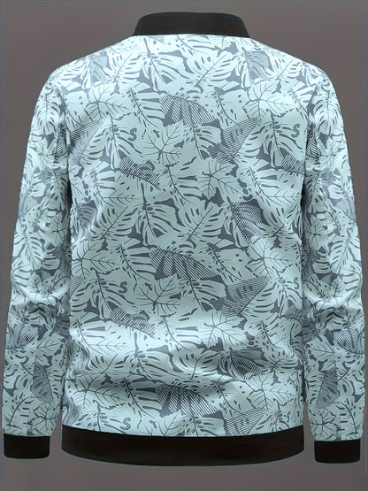 Men’s Printed Baseball Jacket – Zip-Up Casual Lightweight Street Coat