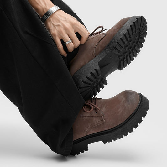 Men’s Retro Work Boots – Low-Top Leather Style Winter Shoes