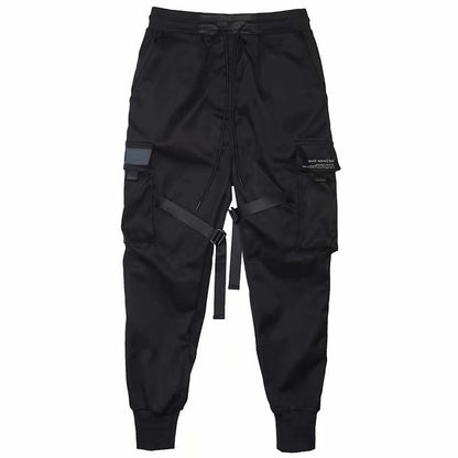 Loom & Soul™ Ribbons Harem Joggers – Men’s Multi-Pocket Streetwear Cargo Pants