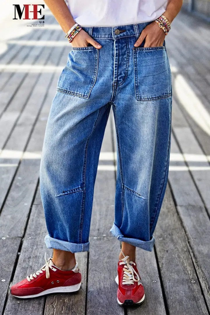 Vaqueros clásicos ajustados para mujer – Denim casual para el día a día (T198)