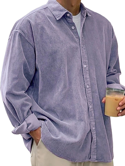 Veste-chemise en velours côtelé pour homme – Manteau décontracté coupe ample pour l'automne