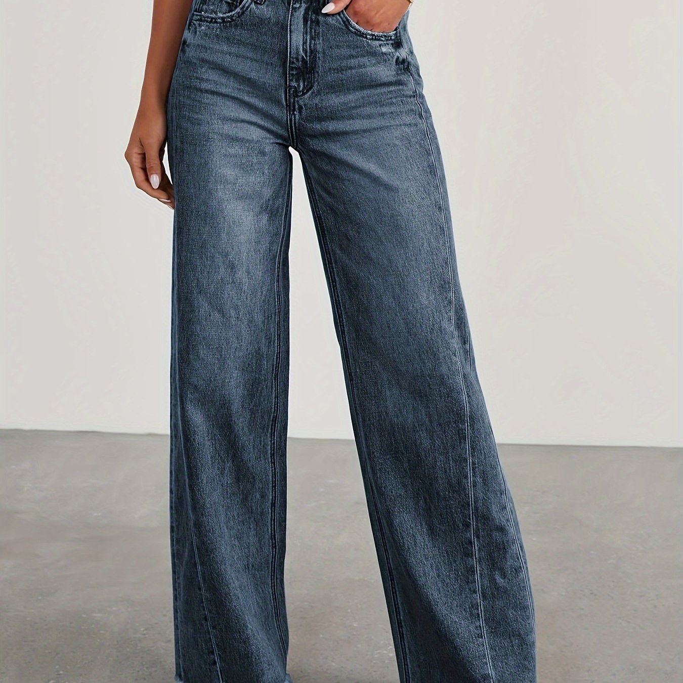 Women’s High-Waist Wide-Leg Jeans – Casual Stretch Baggy Denim