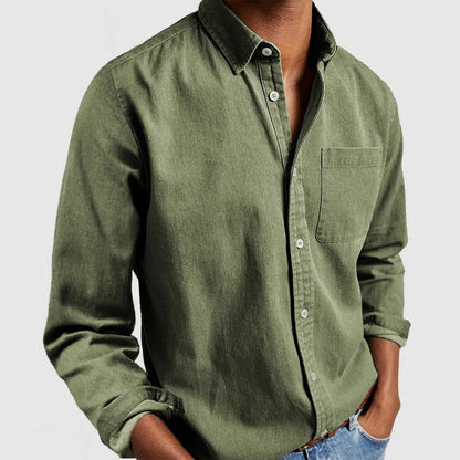 Chemise boutonnée à manches longues pour homme – Cardigan décontracté en mélange de coton