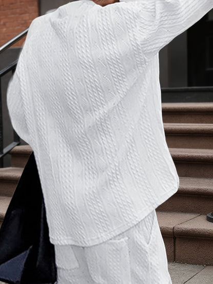 Pull décontracté pour homme en maille col V jacquard côtelé