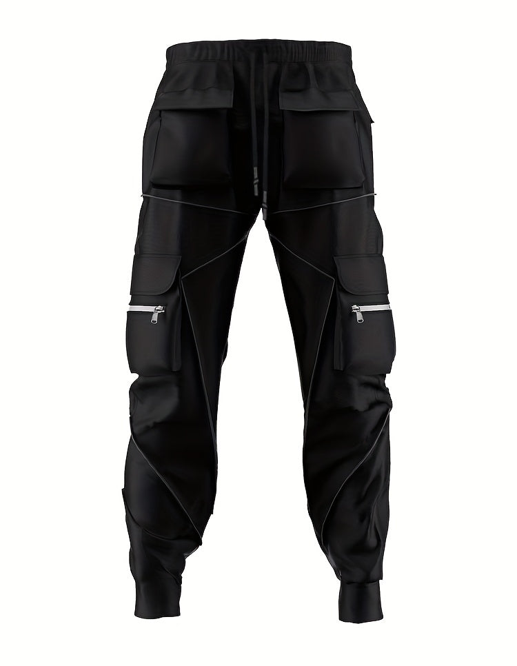 Men’s Reflective Cargo Pants – Loose-Fit Multi-Pocket Sports Trousers