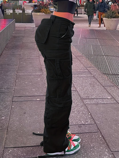 Women’s Retro Y2K Cargo Pants – High-Waisted Wide-Leg Streetwear