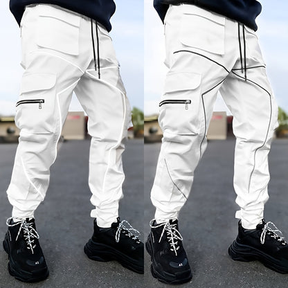 Men’s Reflective Cargo Pants – Loose-Fit Multi-Pocket Sports Trousers
