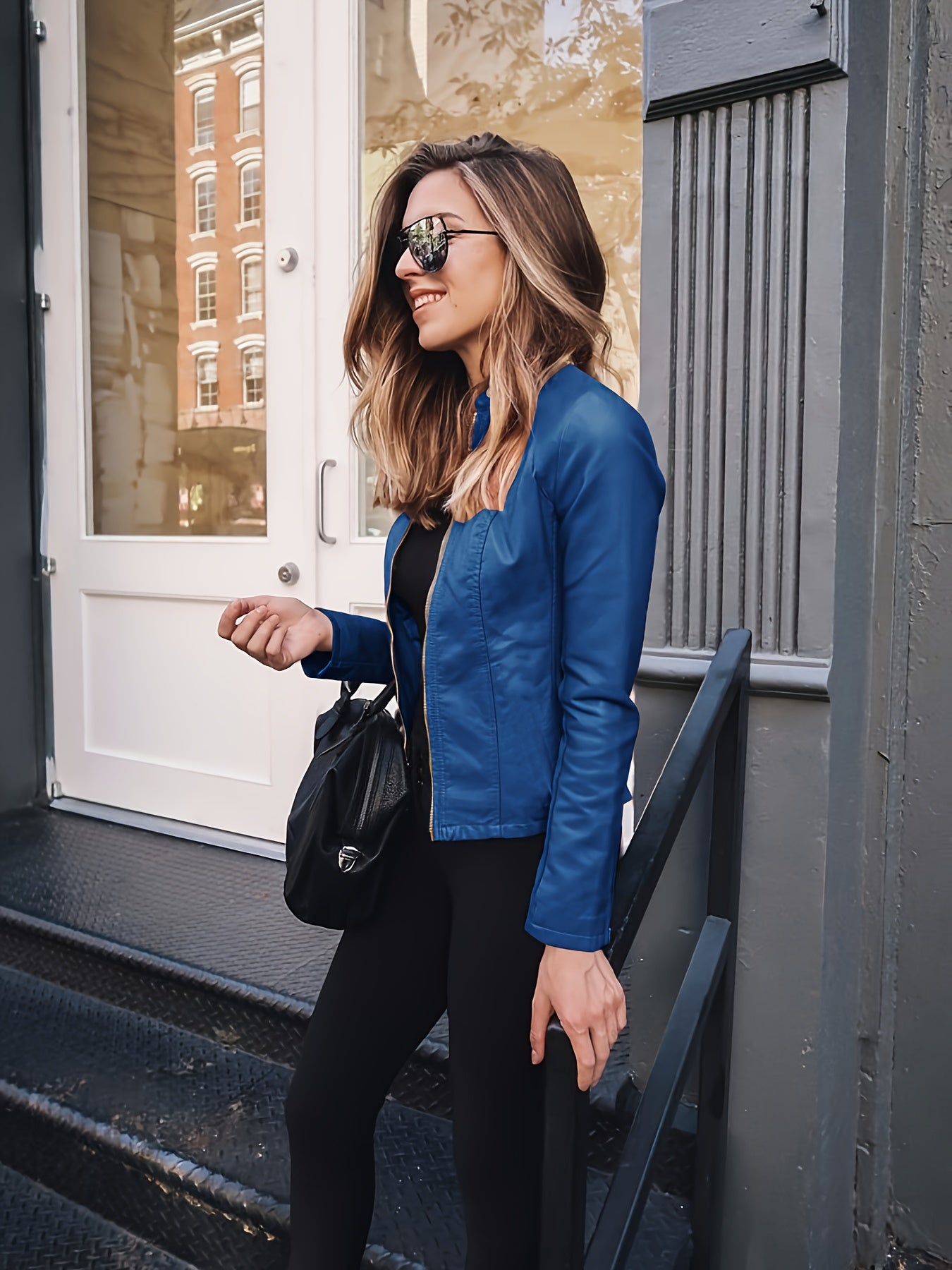 Blouson motard en similicuir – Coupe ajustée, style motard zippé
