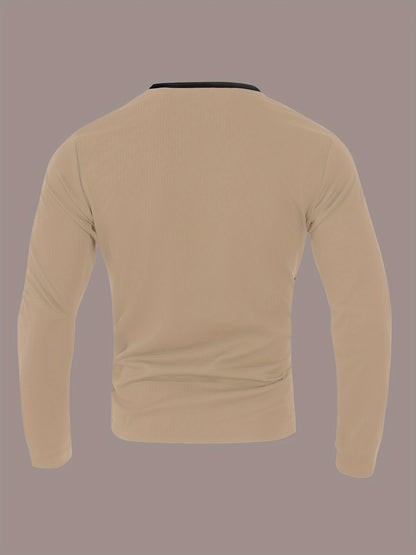 Men’s Waffle Henley Shirt – White & Black All-Season Button Top