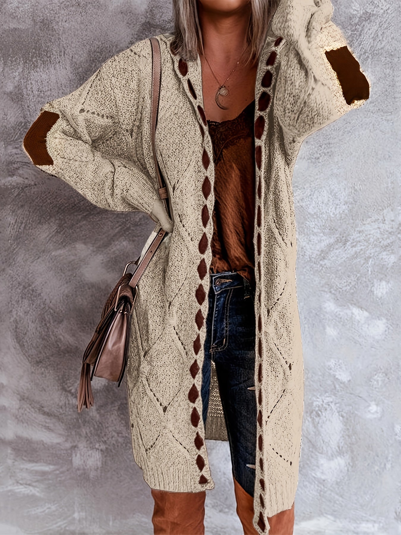 Vintage Open-Front Cardigan – Soft Knit Button Sweater for Fall/Winter