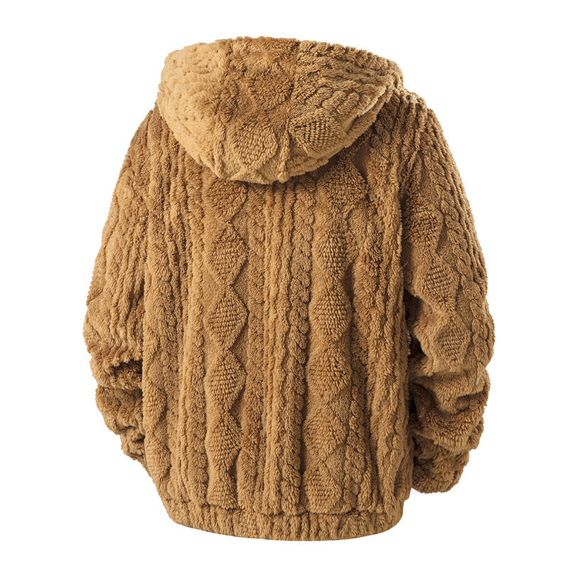 Veste polaire zippée à capuche pour homme – Coupe décontractée en velours côtelé