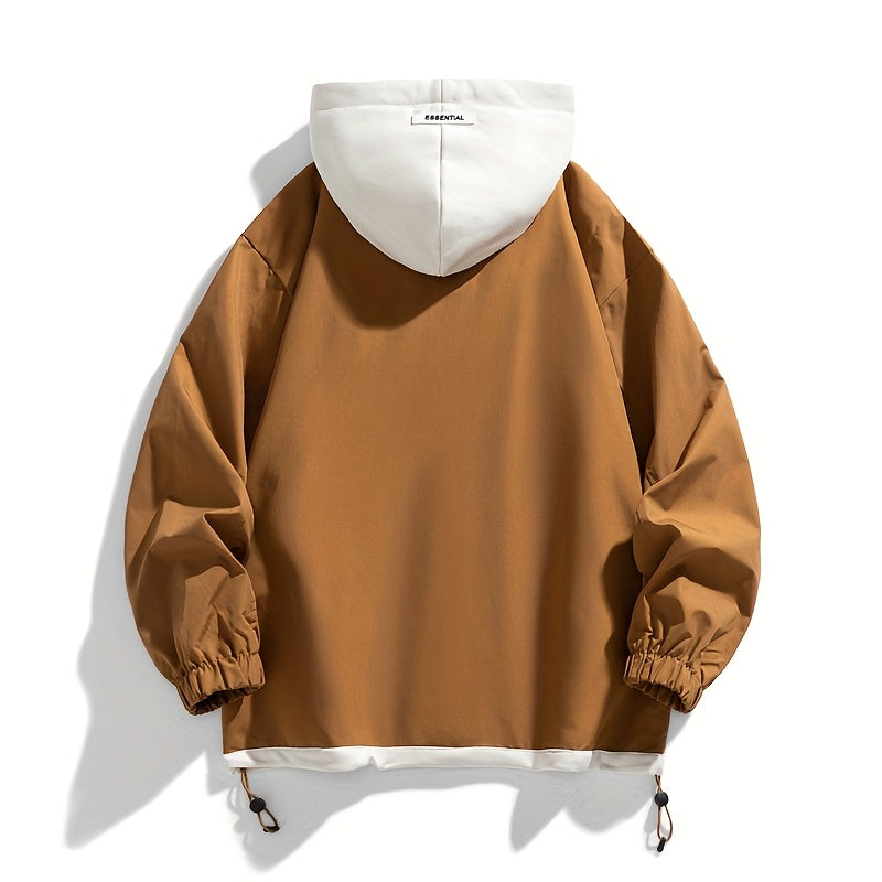 Loom & Soul Men’s Color Block Zip Jacket – Lightweight Hooded Windbreaker