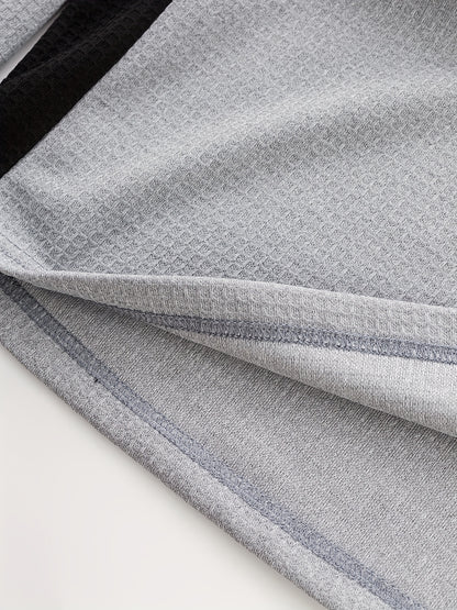 Men’s Waffle Henley Shirt – White & Black All-Season Button Top