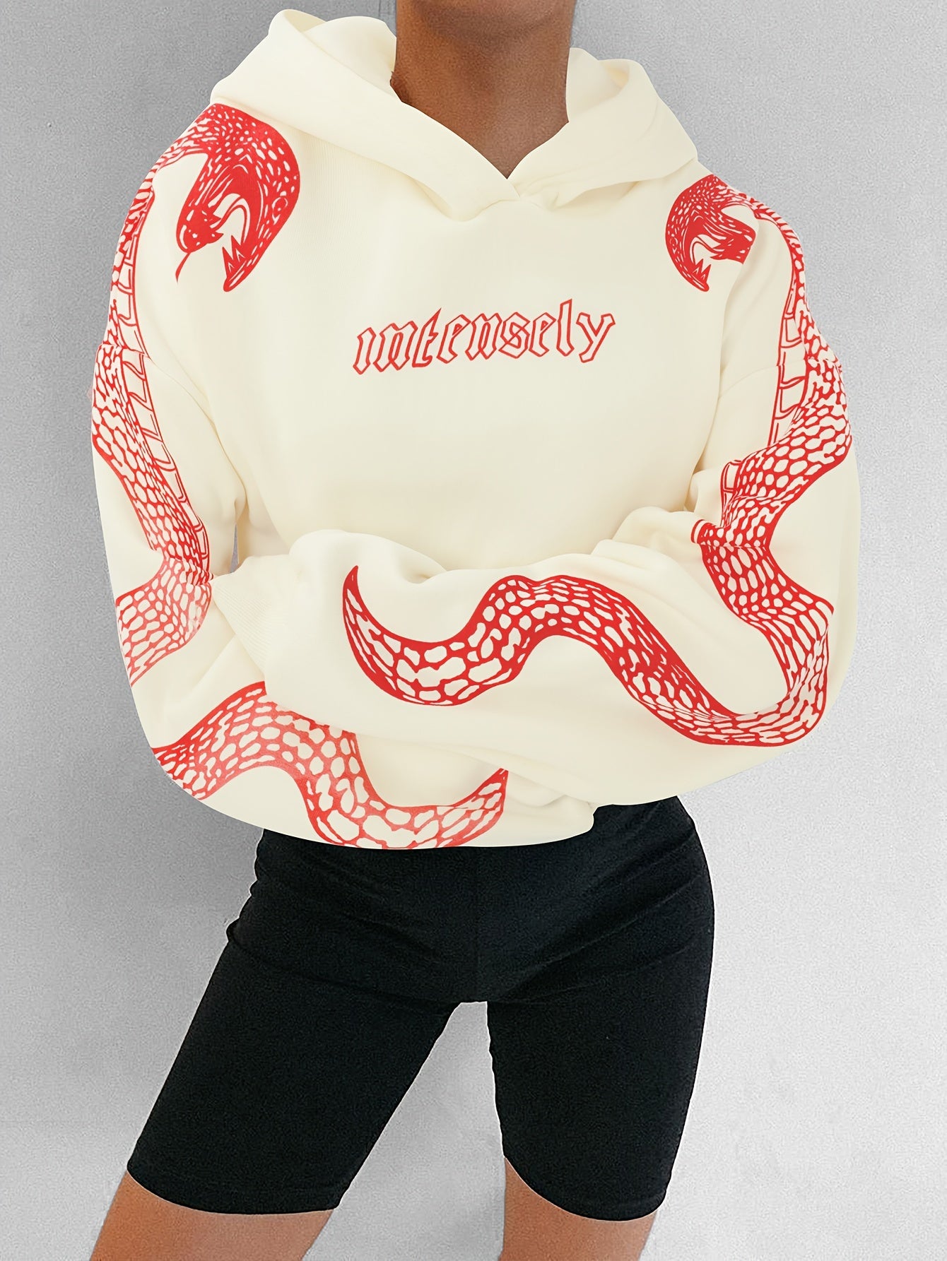 Women’s Red Hoodie – Phoenix & Butterfly Graphic Street Pullover