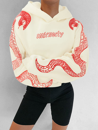 Women’s Red Hoodie – Phoenix & Butterfly Graphic Street Pullover