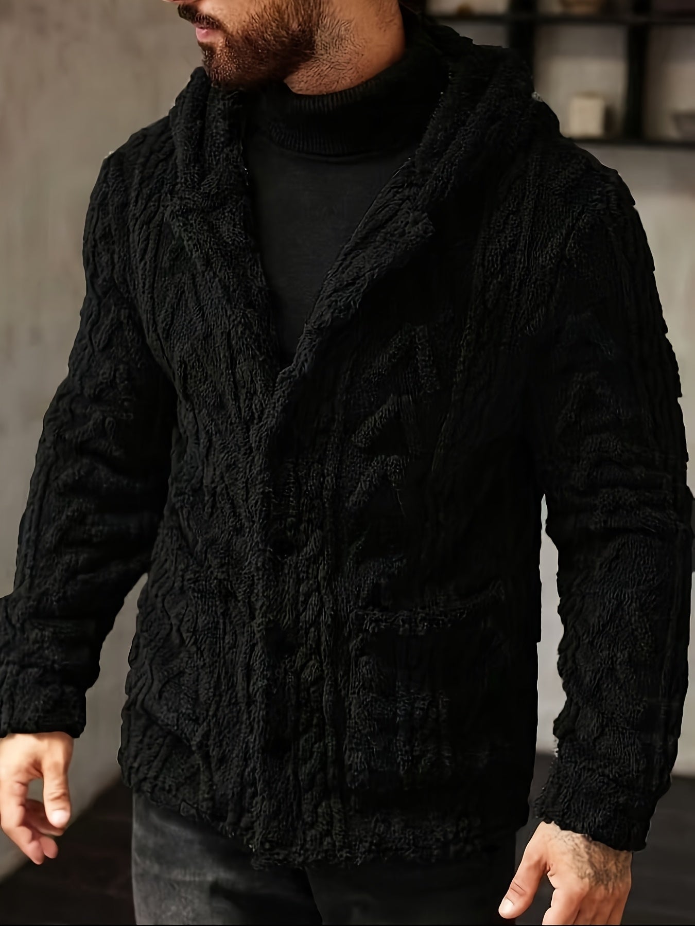 Veste à Capuche Polaire Douillette Homme – Cardigan Boutonné Hiver