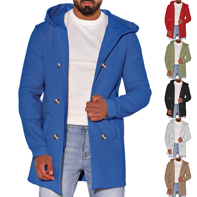 Gabardina de Lana Delgada con Capucha para Hombre – Estilo Versátil para Toda la Temporada