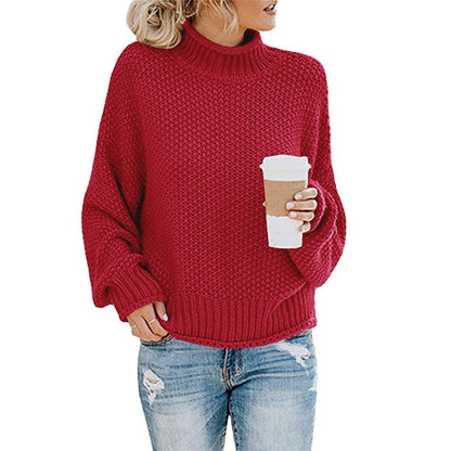 Loom & Soul™ Women’s Solid Turtleneck Sweater – Winter Knitted Long-Sleeve Pullover