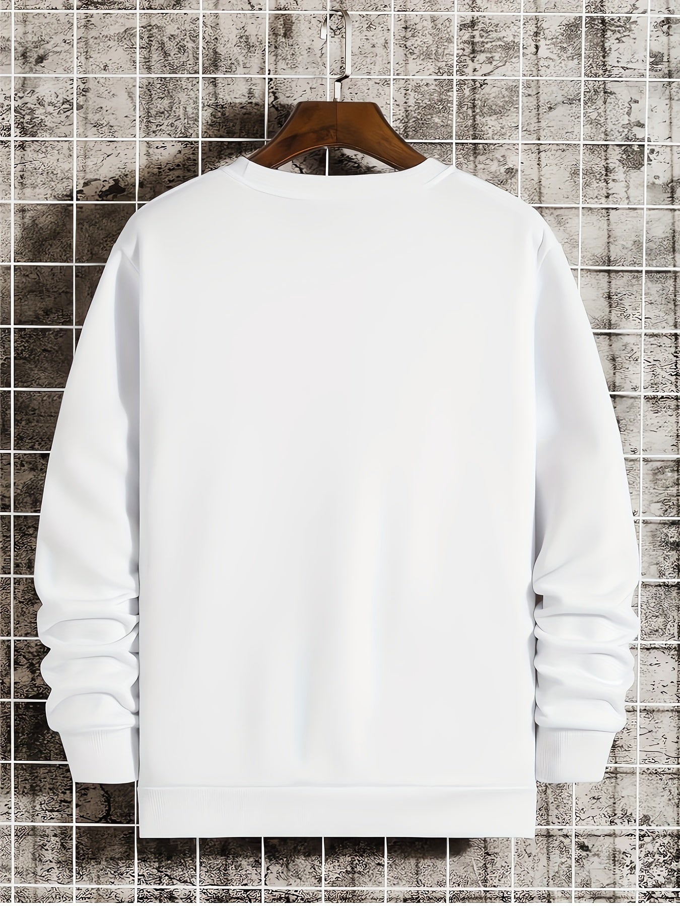 Men’s Printed Crewneck Sweatshirt – Trendy Casual Street Pullover