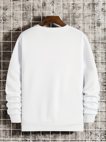 Men’s Printed Crewneck Sweatshirt – Trendy Casual Street Pullover