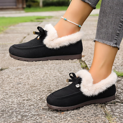 Mocasines de mujer con forro polar – Zapatos de invierno cálidos sin cordones