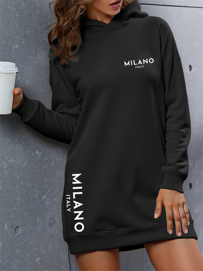 Women’s “MILANO” Oversized Hoodie Dress – Warm Long Pullover